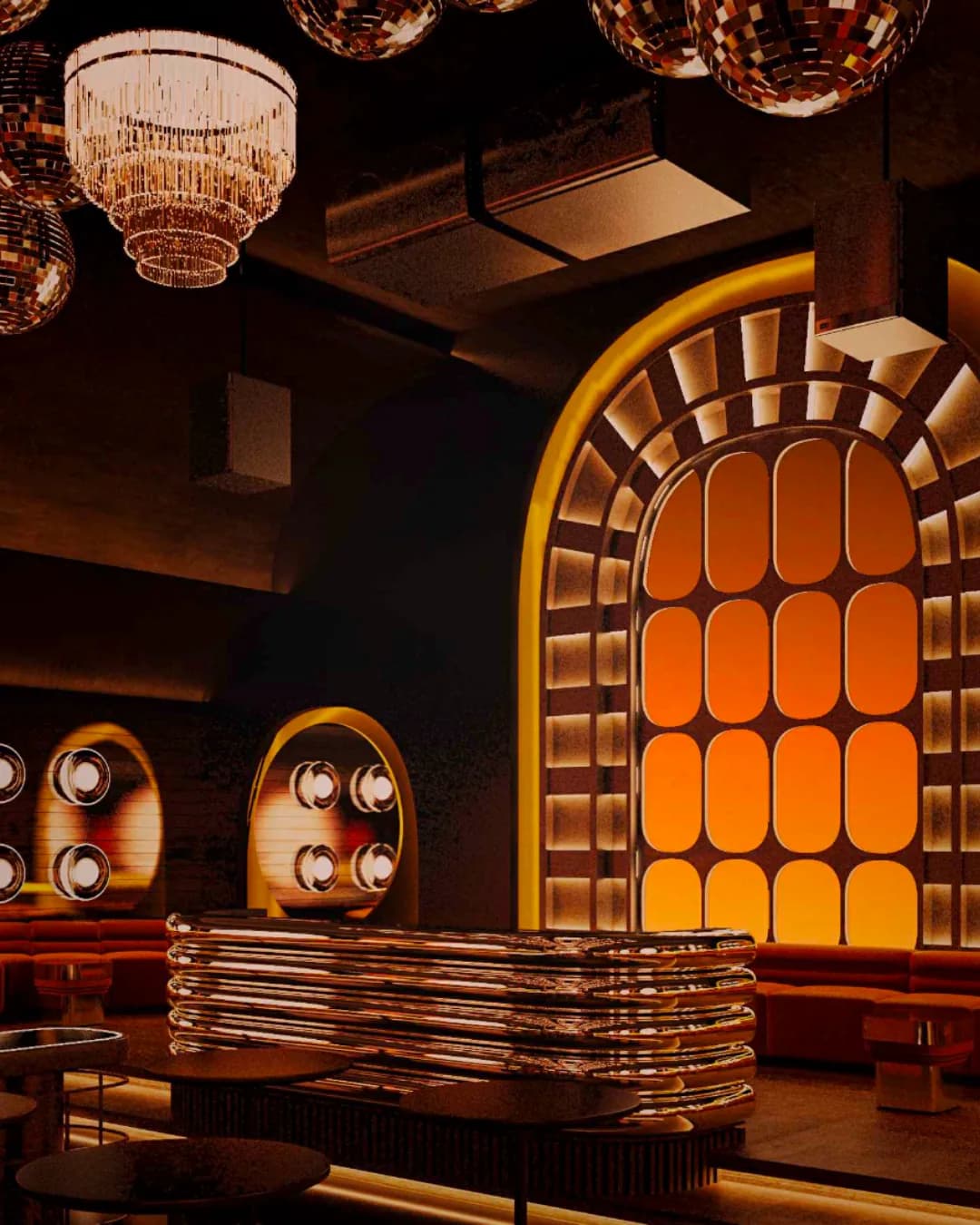 The amber arch room at MIRA Club Bangkok